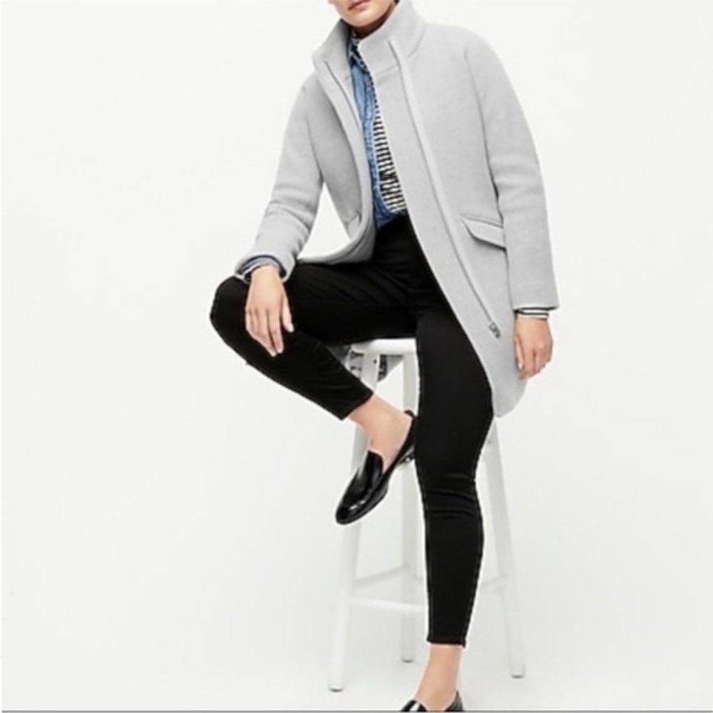 J Crew Coat Cocoon Stadium Cloth Wool in Grey